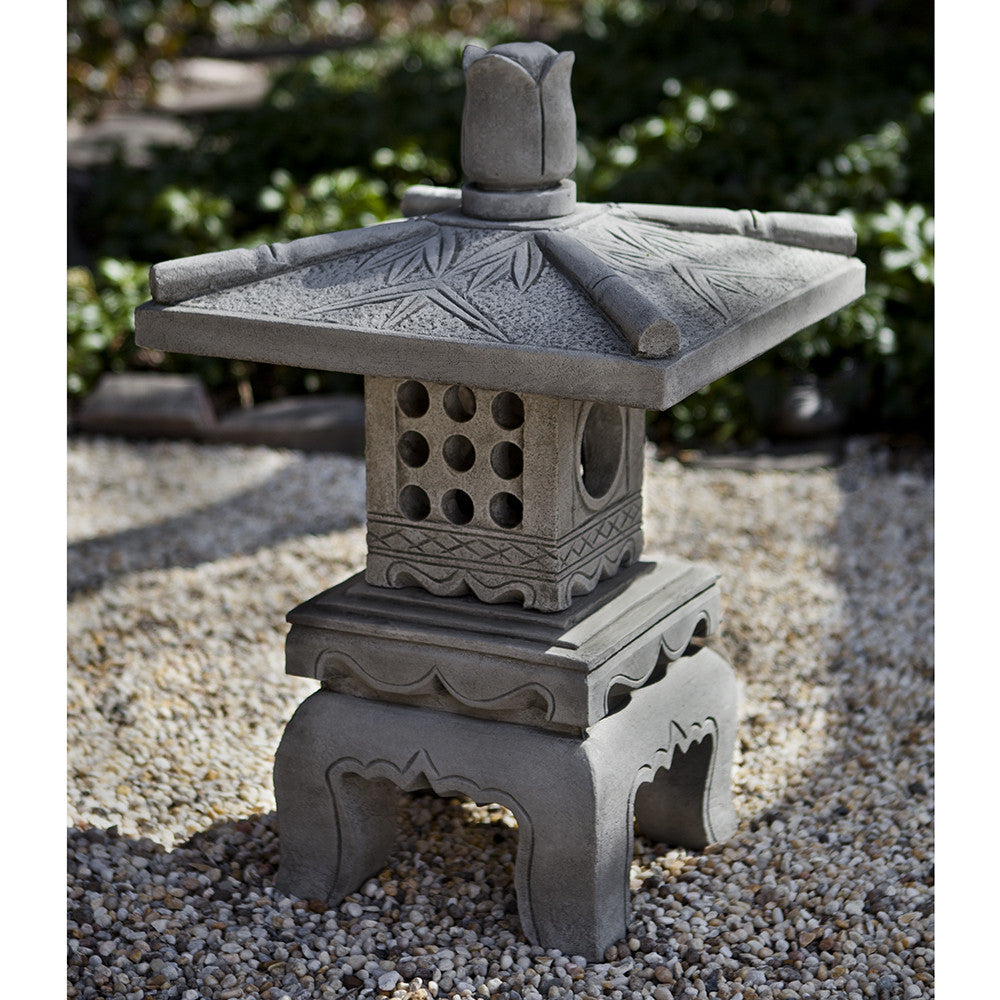 Bamboo Pagoda Sculpture - Grey Stone Patina