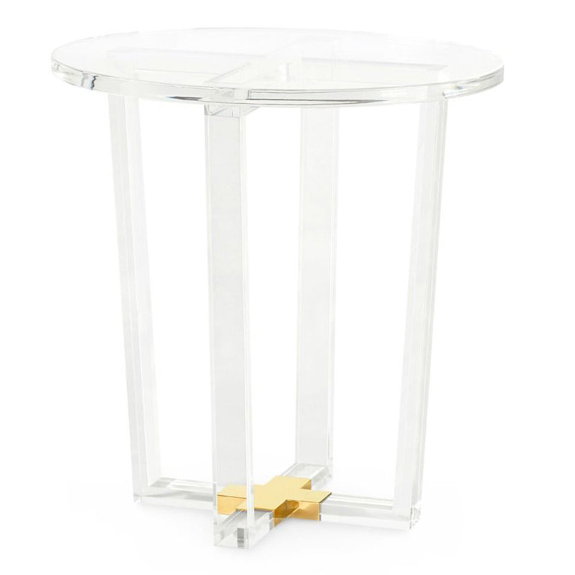 Oval Acrylic Side Table with Brass Accent | Otis Collection | Villa & House