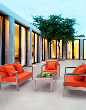 Outdoor Furniture - Brushed Aluminum Outdoor Coffee Table — Silver