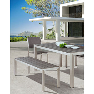 Outdoor Furniture - Modern Aluminum Outdoor Slatted Bench — Grey