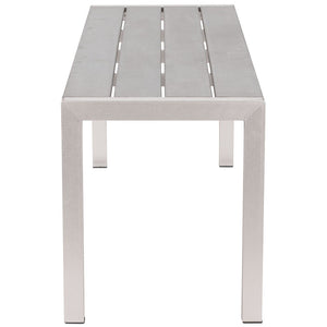 Outdoor Furniture - Modern Aluminum Outdoor Slatted Bench — Grey