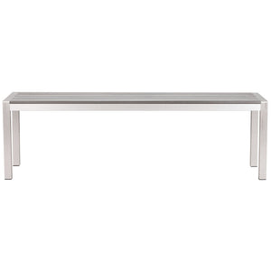 Outdoor Furniture - Modern Aluminum Outdoor Slatted Bench — Grey
