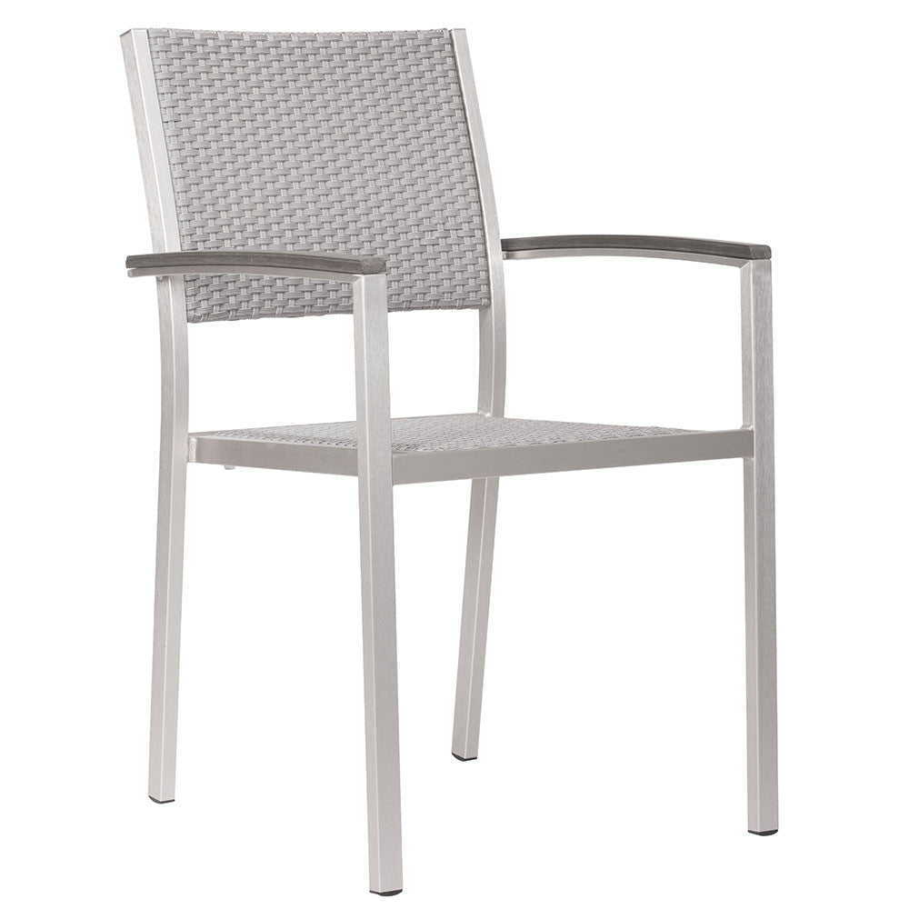 Outdoor Furniture - Modern Aluminum Outdoor Woven Arm Chairs — Grey