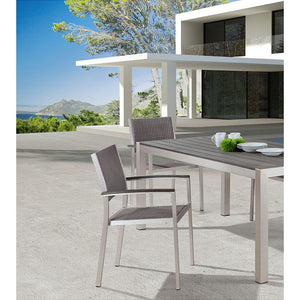 Outdoor Furniture - Modern Aluminum Outdoor Woven Arm Chairs — Grey