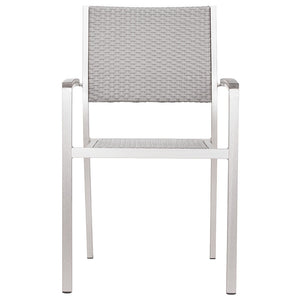 Outdoor Furniture - Modern Aluminum Outdoor Woven Arm Chairs — Grey