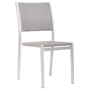 Outdoor Furniture - Modern Aluminum Outdoor Woven Armless Chairs — Grey