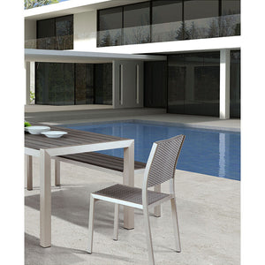 Outdoor Furniture - Modern Aluminum Outdoor Woven Armless Chairs — Grey