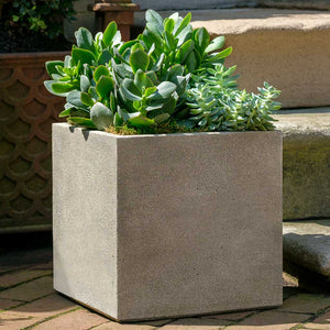 Small Cast Stone Cube Planter - Greystone (14 finishes available)