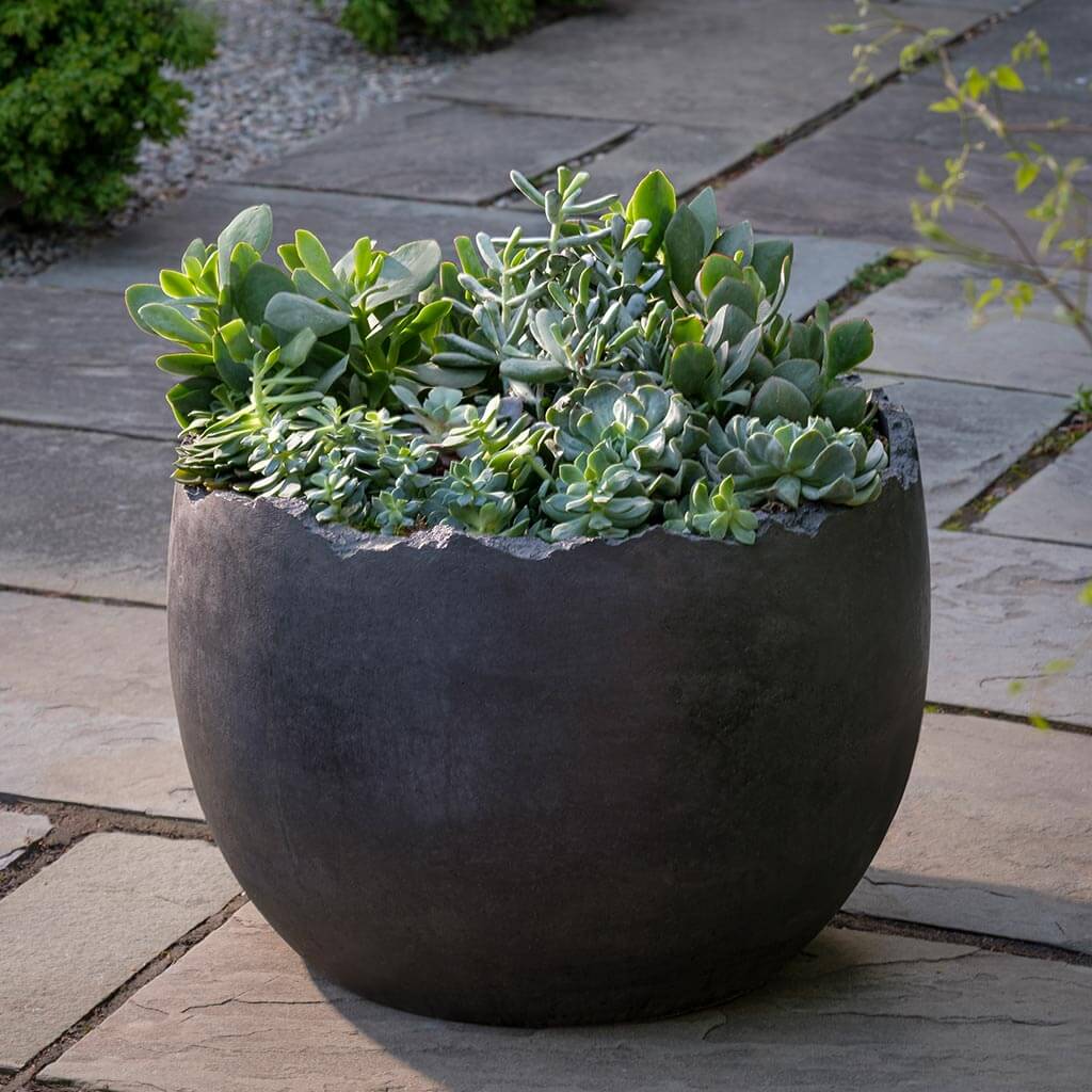 Cast Stone Broken Egg Planter - Nero Nuovo (14 finishes available)