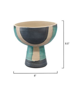 Blanche Decorative Ceramic Vessel - Black, Aqua & Natural