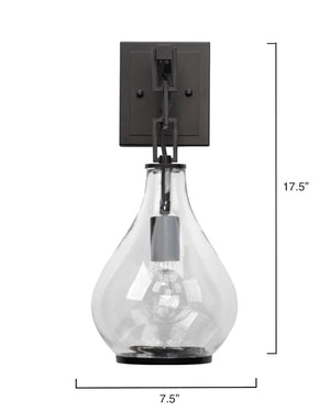 Tear Drop Wall Sconce - Clear Glass & Oil Rubbed Bronze Metal