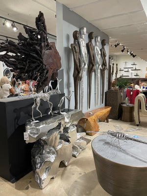 Brivo Freeform Console Table, Liquid Silver