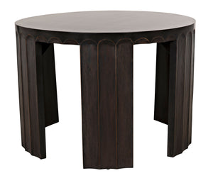 Fluted Side Table, Pale with Light Brown Trim