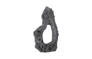Colossal Cast Stone Sculpture, Single Hole, Charcoal Stone