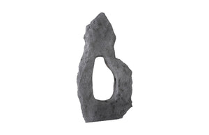 Colossal Cast Stone Sculpture, Single Hole, Charcoal Stone