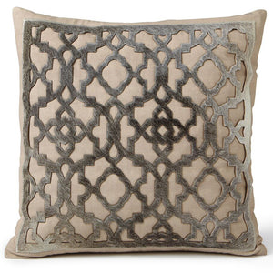 Pillows - Hide Cut Out Lattice Pillow – Natural & Grey