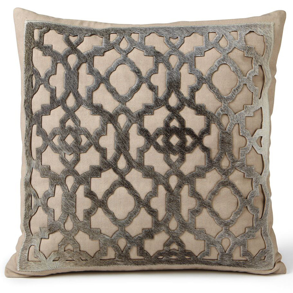 Pillows - Hide Cut Out Lattice Pillow – Natural & Grey