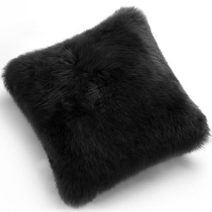 Pillows - Luxe Black Premium Sheepskin Pillow - In 4 Sizes