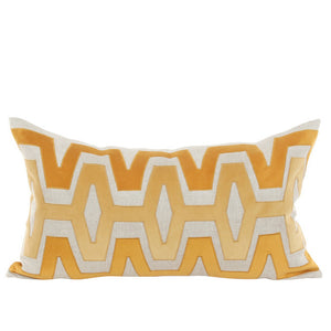 Pillows - Maya Bold Geo Bolster Pillow - Yellow & Natural