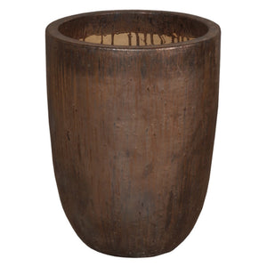 Planters & Fountains - Cylinder Ceramic Planter - Brown Metallic