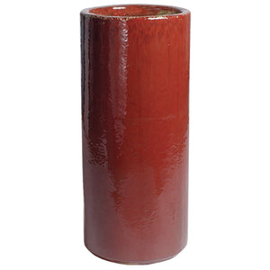 Planters & Fountains - Tall Round Ceramic Planter - Red