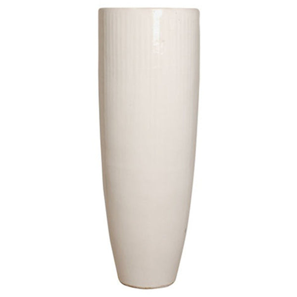 white indoor planter pot Tall Round Ceramic Planter - White