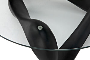 Orion Coffee Table, Black Resin Cement with Glass