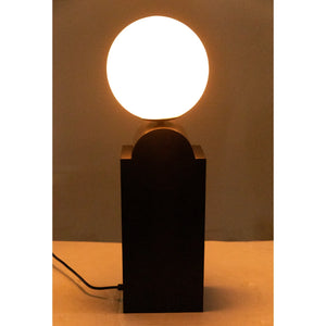 Kate Table Lamp, Black Metal with Antique Brass Accent