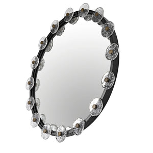 Moira Mirror with Glass Details, Black Metal