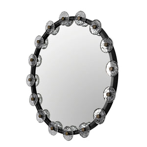Moira Mirror with Glass Details, Black Metal