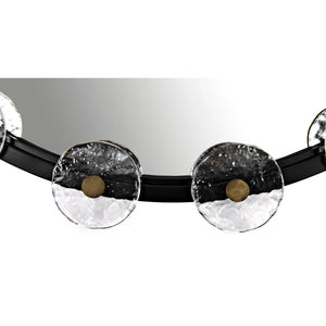 Moira Mirror with Glass Details, Black Metal
