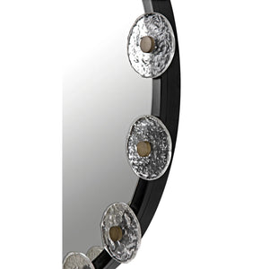 Moira Mirror with Glass Details, Black Metal