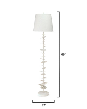 Floating Petals Gesso Floor Lamp with Tapered Linen Shade