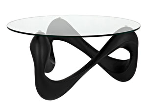 Orion Coffee Table, Black Resin Cement with Glass