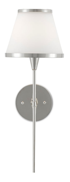 Brimsley Nickel Wall Sconce - Polished Nickel/Opaque Glass