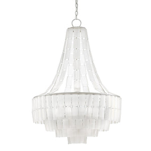 Currey and Company Recycled Glass Layered Chandelier – Silver Leaf