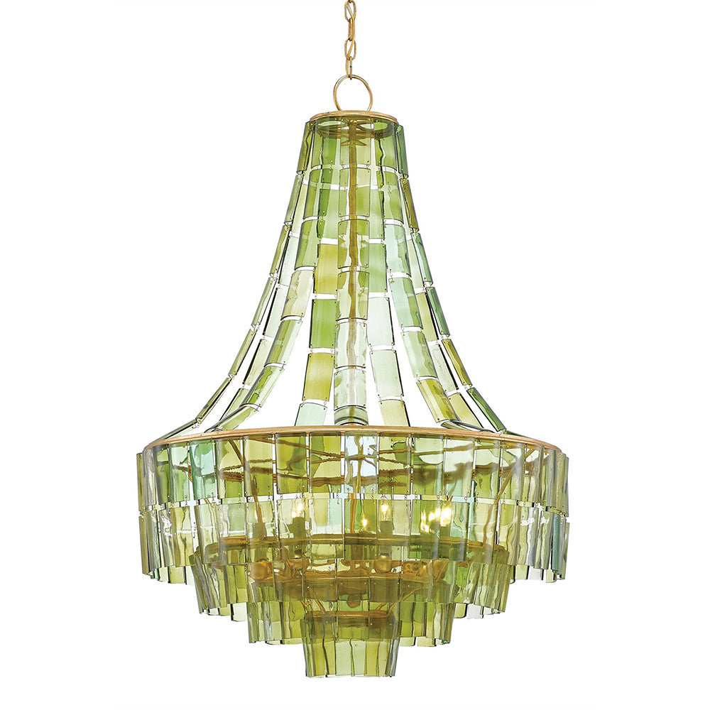 Currey and Company Recycled Wine Bottle Layered Chandelier