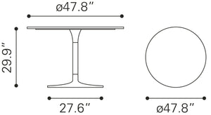 Gotham Dining Table 48" White & Silver