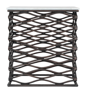 Duke Side Table White & Antique Bronze