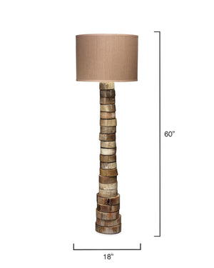 Stacked Horn Floor Lamp with Large Drum Shade in Elephant Hemp