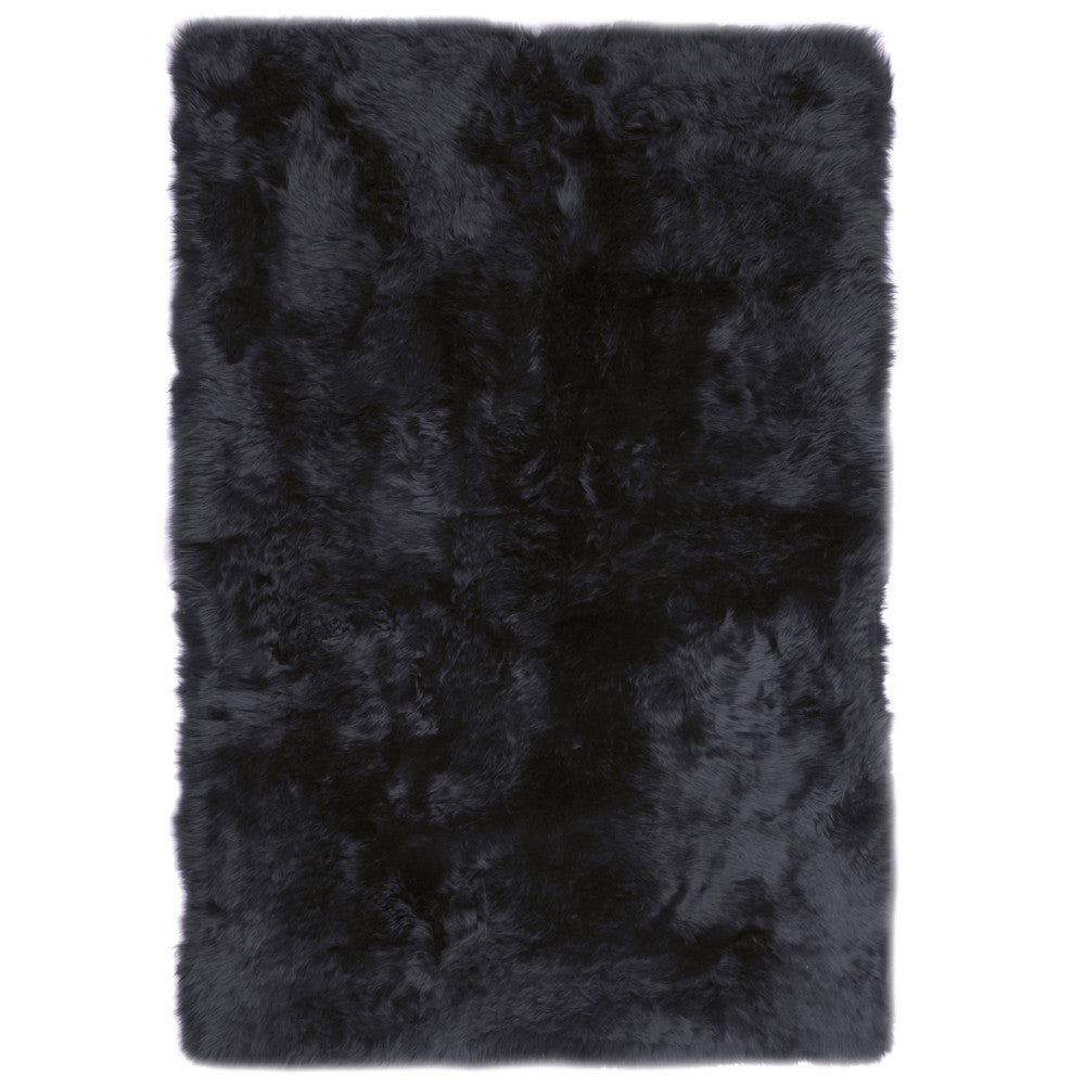 Rugs - Black Straight-Edge Premium Sheepskin Rug - In 4 Sizes