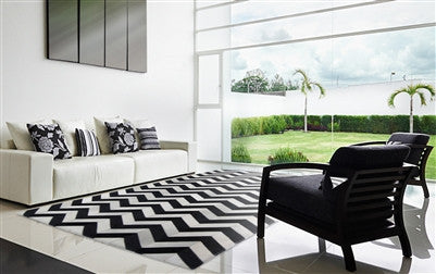 CHEVRON BLACK CREAM AND BLUSH Indoor Door Mat By Kavka Designs