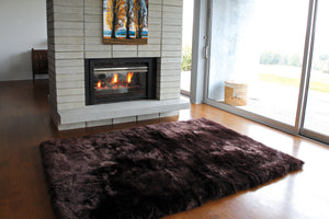 Rugs - Chocolate Brown Straight-Edge Premium Sheepskin Rug - In 4 Sizes