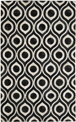 Rugs - Droplet Patterned Hide Rug - Black & Cream