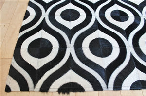 Rugs - Droplet Patterned Hide Rug - Black & Cream