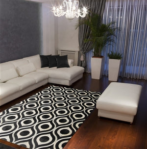 Rugs - Droplet Patterned Hide Rug - Black & Cream