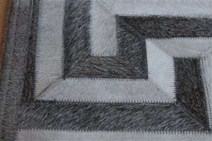 Rugs - Greek Key Geometric Hide Rug - Grey & Cream