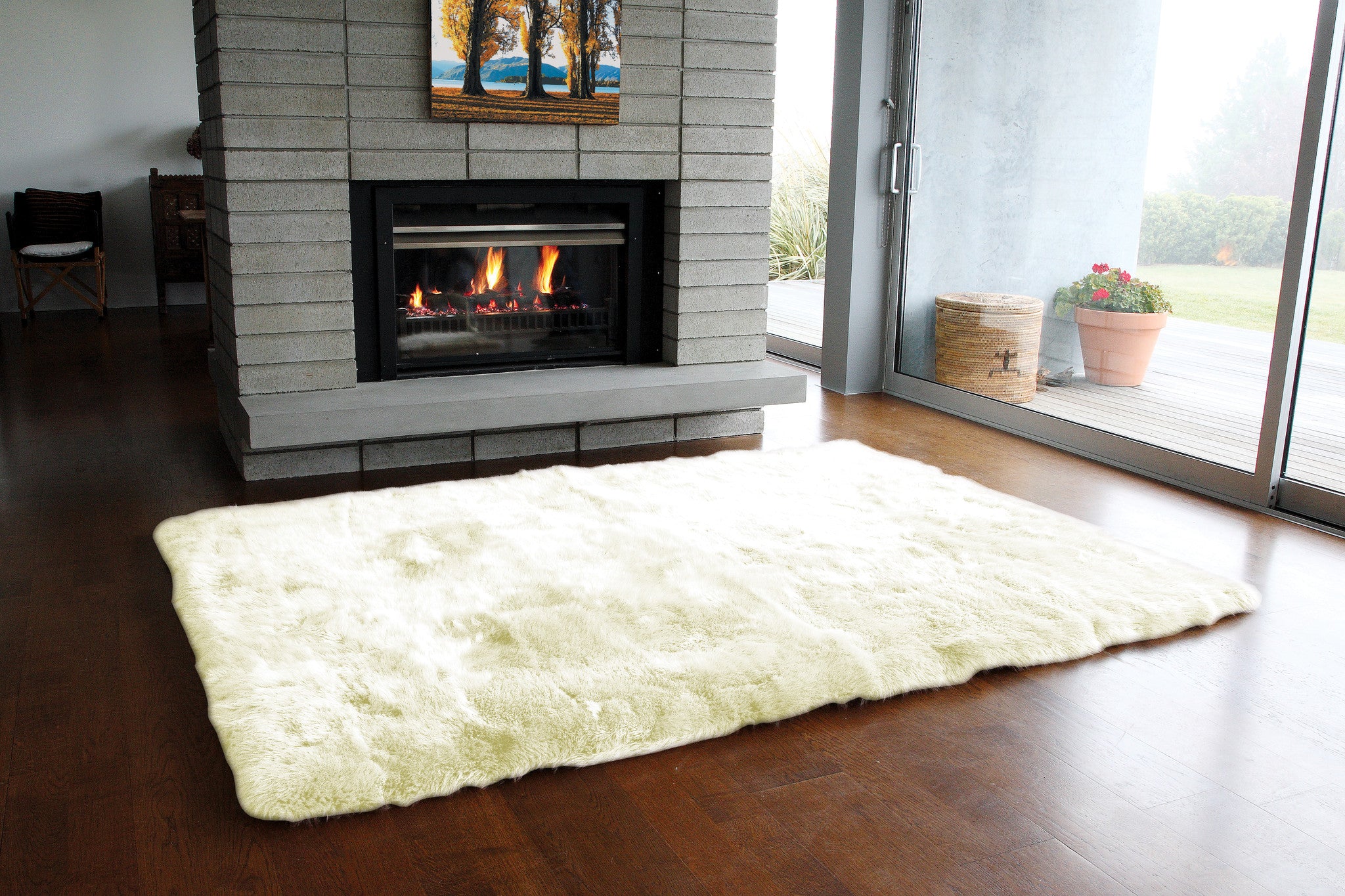 Straight-Edge Premium Sheepskin Rug Ivory - In 4 Sizes - Scenario Home
