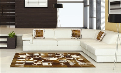Patchwork Squares Hide Rug - Saddle Brown - Scenario Home