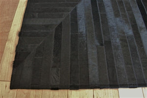 Rugs - Patterned Stripe Hide Rug - Black